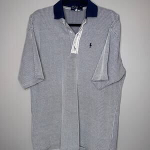 Polo Ralph Lauren Haviland Mens Size XXL Blue White Check Mesh Short Sleeve Polo